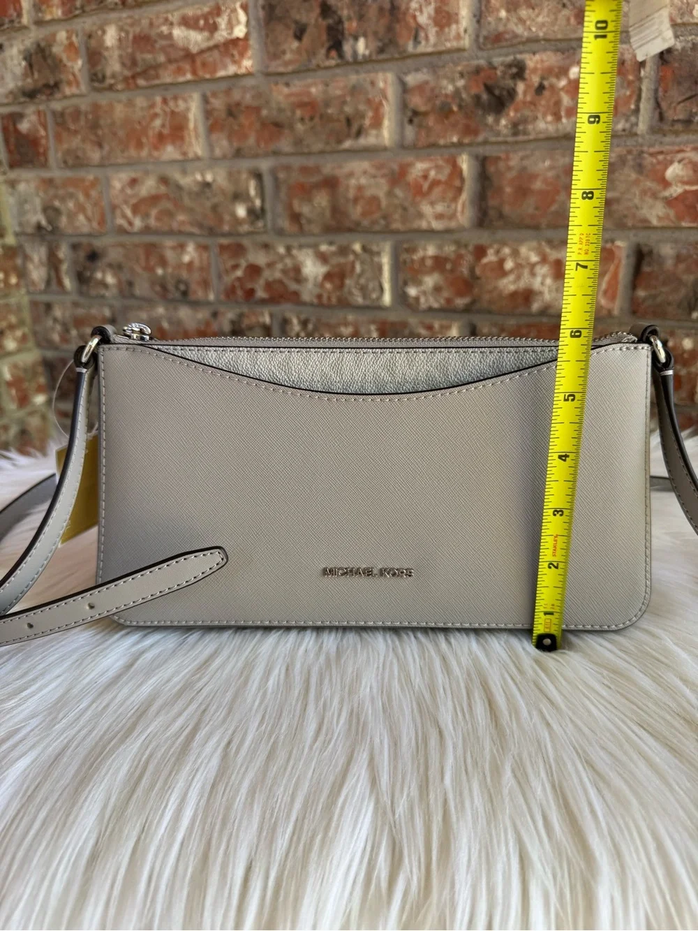 Michael Kors Pebbled Leather Crossbody in Light Gray